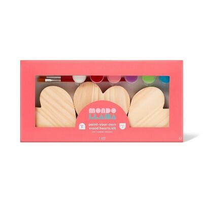 Load image into Gallery viewer, Mondo Llama Valentine's Craft Paint Your Own Wood Hearts Kit 8.4"
