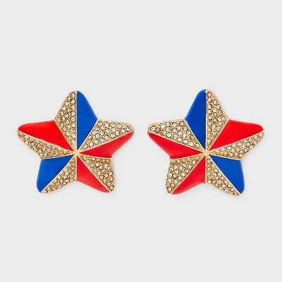 Load image into Gallery viewer, SUGARFIX by BaubleBar American Beauty Statement Earrings Red Blue Multicolor
