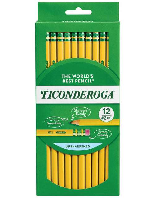 Load image into Gallery viewer, Ticonderoga Wood-Cased Pencils Unsharpened 2 HB Soft Yellow 12 Count
