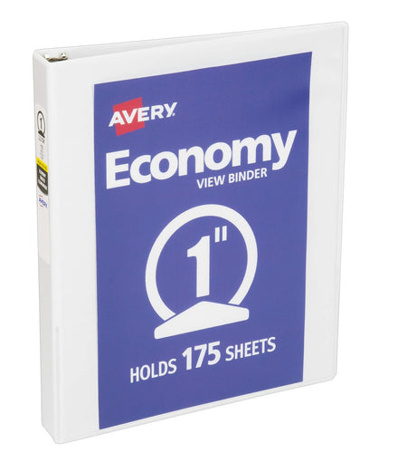 Avery Economy View 3 Ring Binder 1" Round Rings White (05760)