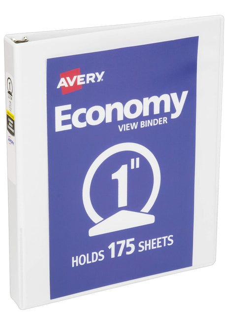 Load image into Gallery viewer, Avery Economy View 3 Ring Binder 1" Round Rings White (05760)

