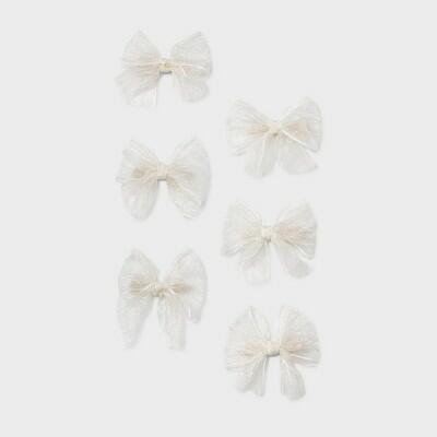 Load image into Gallery viewer, Wild Fable Sheer Hair Bow Clip Set 6pc Ivory White
