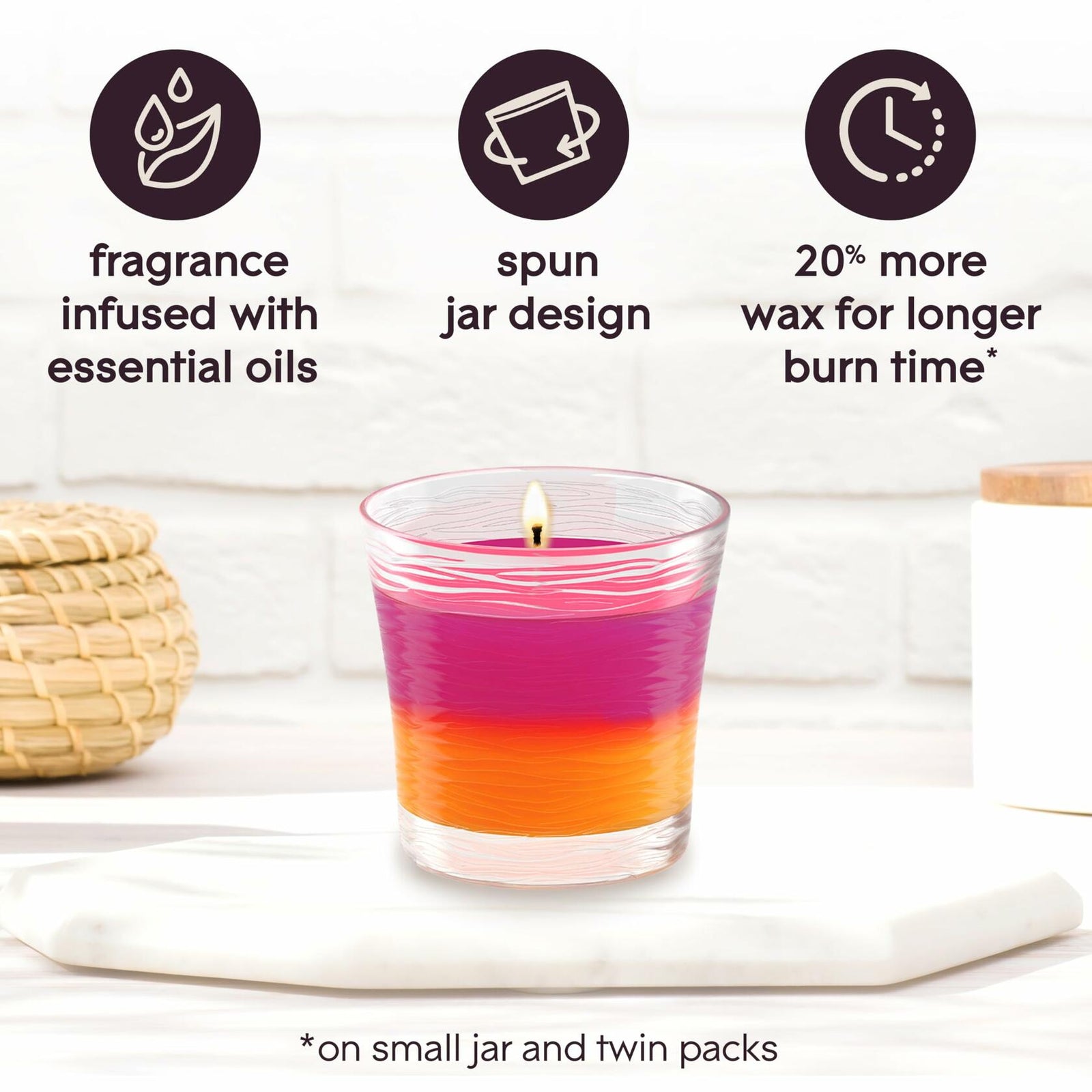 Glade 2in1 Scented Candle Jar Hawaiian Breeze & Vanilla Passion 4.08oz 2 Ct