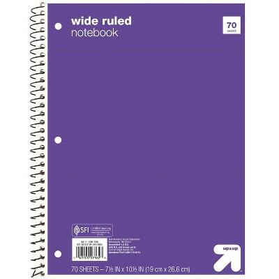 Load image into Gallery viewer, Up&amp;up Wide Ruled 1 Subject Spiral Notebook Purple 70 Pages 3 Hole Punched
