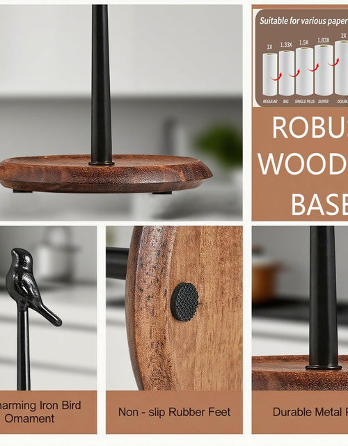 Load image into Gallery viewer, WLDDFF Black Stainless Steel Paper Towel Holder Countertop Weighted Stand
