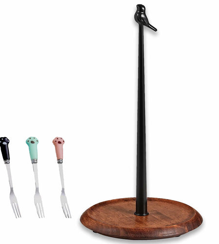 WLDDFF Black Stainless Steel Paper Towel Holder Countertop Weighted Stand