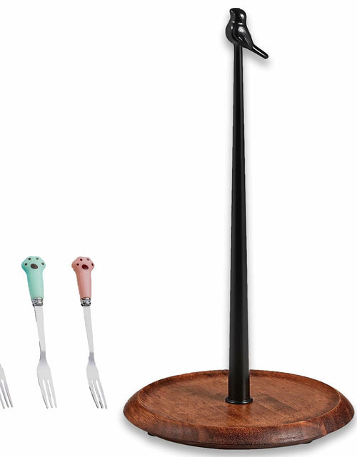 Load image into Gallery viewer, WLDDFF Black Stainless Steel Paper Towel Holder Countertop Weighted Stand
