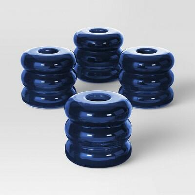 Load image into Gallery viewer, Room Essentials Bubble Glass Taper Candle Holder Blue 4pk
