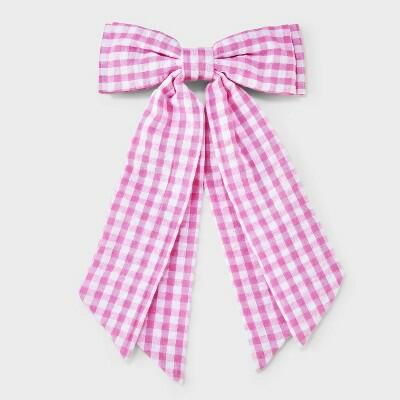 Load image into Gallery viewer, Art class™ Girls' Gingham Bow Barrette Hair Clip Pink
