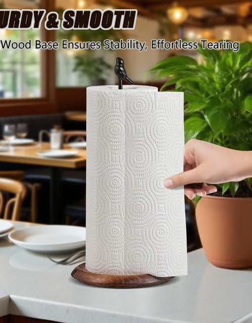 Load image into Gallery viewer, WLDDFF Black Stainless Steel Paper Towel Holder Countertop Weighted Stand
