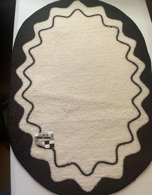 Load image into Gallery viewer, Mohawk Home Black White Oval Indoor Rug 24x36 Diamond Pattern
