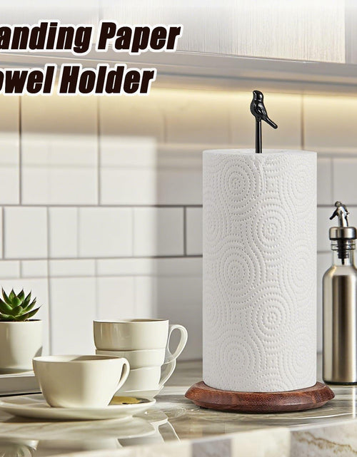 Load image into Gallery viewer, WLDDFF Black Stainless Steel Paper Towel Holder Countertop Weighted Stand
