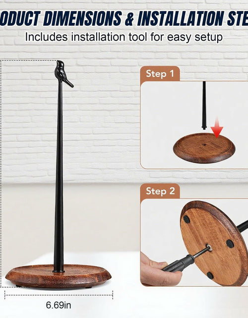 Load image into Gallery viewer, WLDDFF Black Stainless Steel Paper Towel Holder Countertop Weighted Stand
