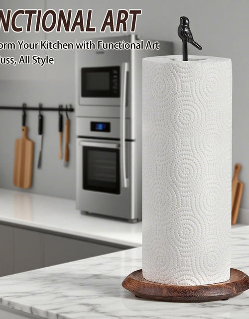 Load image into Gallery viewer, WLDDFF Black Stainless Steel Paper Towel Holder Countertop Weighted Stand

