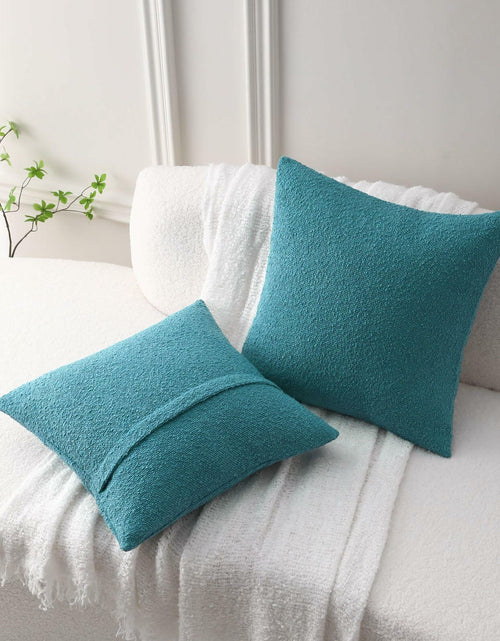 Load image into Gallery viewer, FUTEI Teal Blue Throw Pillow Covers 16x16 Inch Pack of 2 Cozy Boucle
