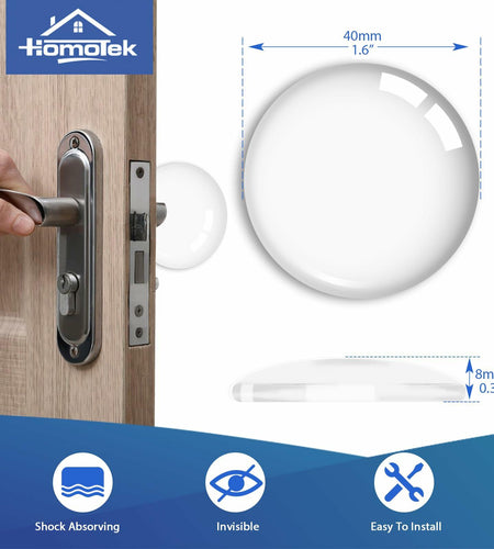 HOMOTEK Clear Door Stoppers 12 Pack 1.6in Transparent Round Wall Protector