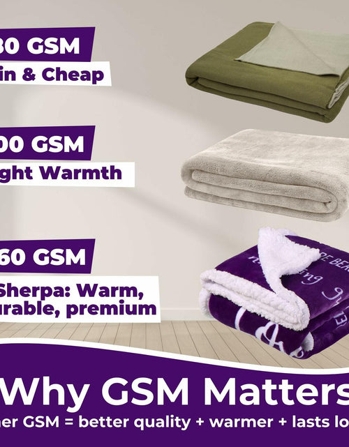 Load image into Gallery viewer, FILO ESTILO Love You Mom Sherpa Throw Blanket 60x50 Purple Violet
