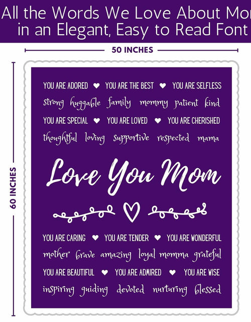 Load image into Gallery viewer, FILO ESTILO Love You Mom Sherpa Throw Blanket 60x50 Purple Violet
