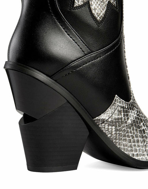 Load image into Gallery viewer, ANN CREEK Women’s Boma Western Knee-High Boots Black/White Snake 6.5
