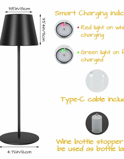 Load image into Gallery viewer, sunzone Cordless RGB Table Lamp 2 Pack Rechargeable Dimmable Black
