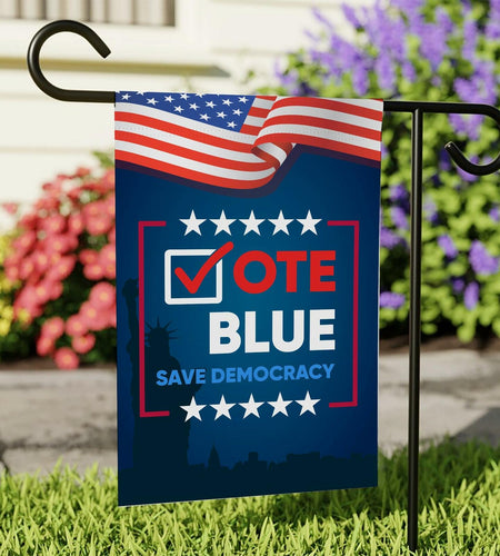 Vote Blue Save Democracy Double Sided Garden Flag Outdoor Decoration