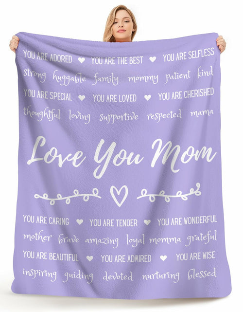 Load image into Gallery viewer, FILO ESTILO Love You Mom Sherpa Throw Blanket 60x50 Purple Violet
