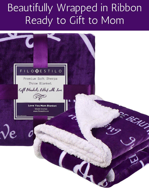 Load image into Gallery viewer, FILO ESTILO Love You Mom Sherpa Throw Blanket 60x50 Purple Violet
