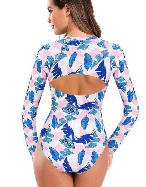 Load image into Gallery viewer, SHEKINI Women's Rash Guard One Piece Swimsuit UV Protection Deep Blue Size M
