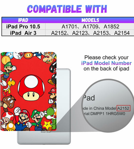 Besoar iPad Air 3/Pro 10.5 Case Cute Cartoon Kawaii Slim Folio Mogu Color