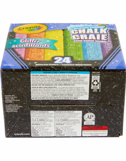 Load image into Gallery viewer, Crayola Glitter Chalk 24 Count Assorted Colors Washable Sidewalk Art
