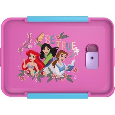 Load image into Gallery viewer, Zak Designs Disney Princess 3-Section Pink Plastic Bento Box 2-Pack
