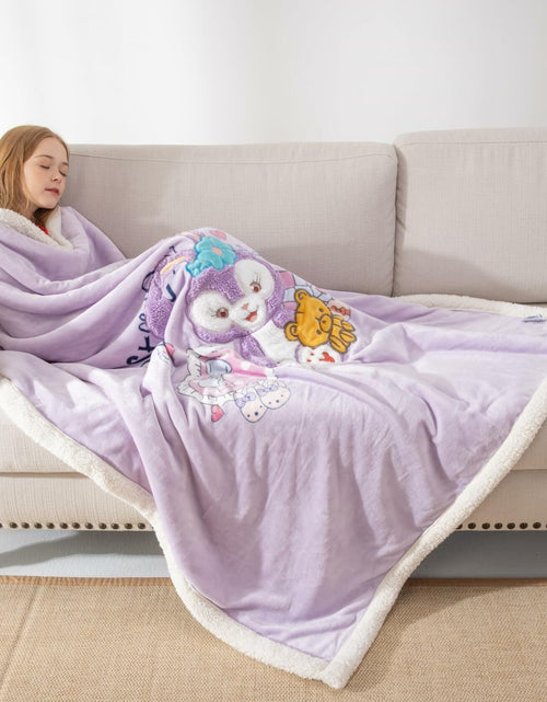 Load image into Gallery viewer, COSUSKET Kids Stella Lou 3D Embroidery Sherpa Rabbit Throw Blanket Beige 50x60in
