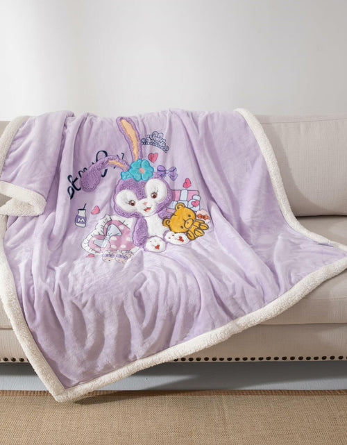 Load image into Gallery viewer, COSUSKET Kids Stella Lou 3D Embroidery Sherpa Rabbit Throw Blanket Beige 50x60in
