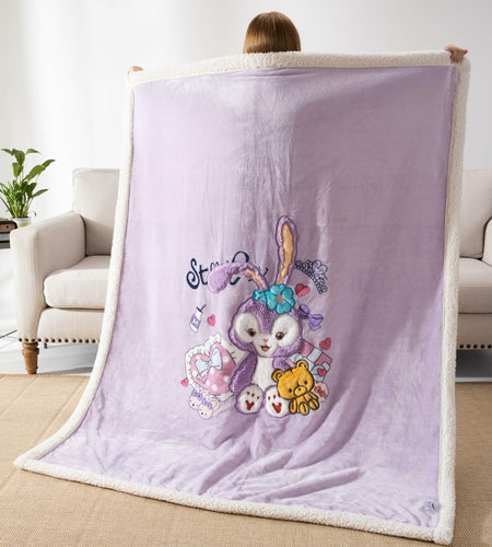 COSUSKET Kids Stella Lou 3D Embroidery Sherpa Rabbit Throw Blanket Beige 50x60in