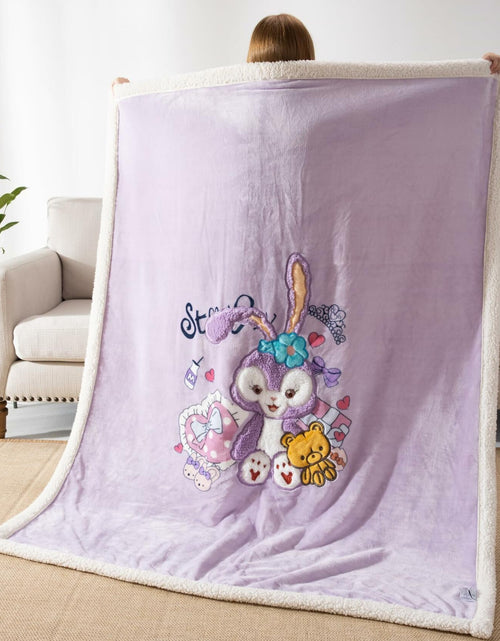 Load image into Gallery viewer, COSUSKET Kids Stella Lou 3D Embroidery Sherpa Rabbit Throw Blanket Beige 50x60in
