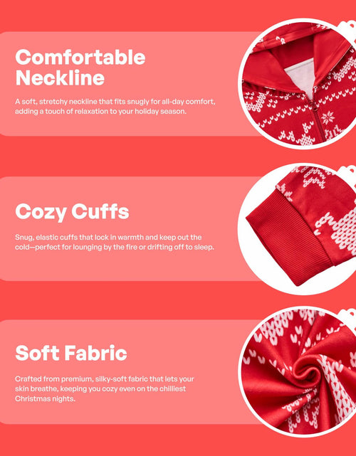 Load image into Gallery viewer, Giggling Getup Women Christmas Pajamas Hooded Nordic Print Red Size L
