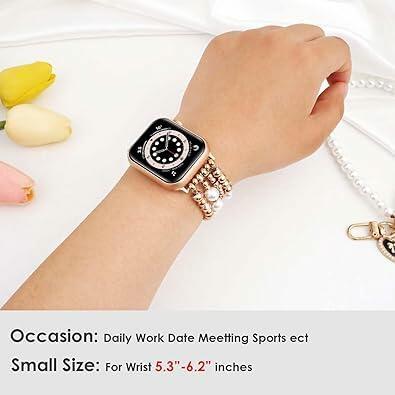 Load image into Gallery viewer, RDISOR Metal Beaded Bracelet for Apple Watch 42/44/45mm Steel Band
