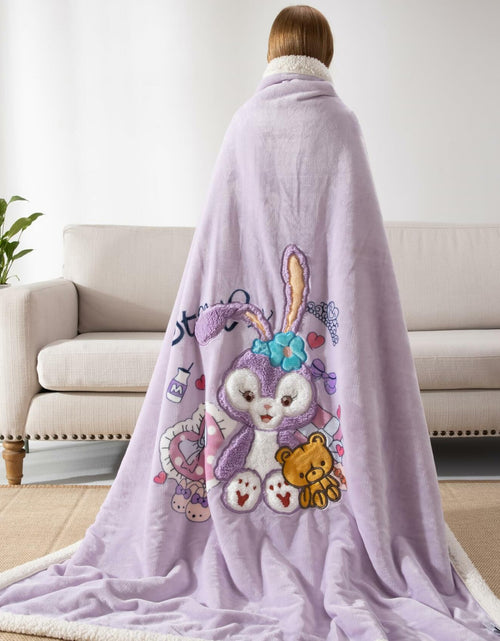 Load image into Gallery viewer, COSUSKET Kids Stella Lou 3D Embroidery Sherpa Rabbit Throw Blanket Beige 50x60in
