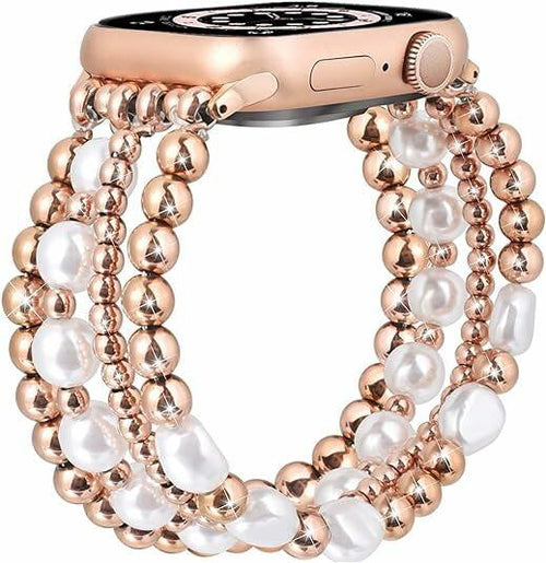 Load image into Gallery viewer, RDISOR Metal Beaded Bracelet for Apple Watch 42/44/45mm Steel Band
