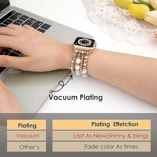Load image into Gallery viewer, RDISOR Metal Beaded Bracelet for Apple Watch 42/44/45mm Steel Band
