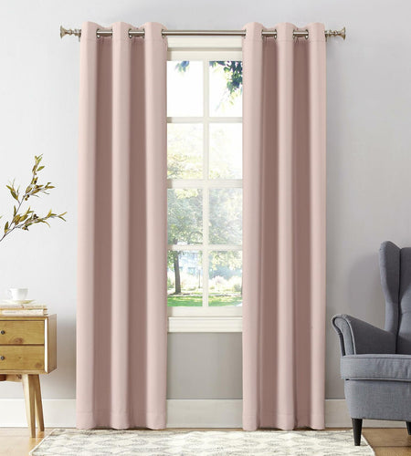 Sun Zero Easton Energy Saving Blackout Grommet Curtain Panel 40x63 Blush Pink