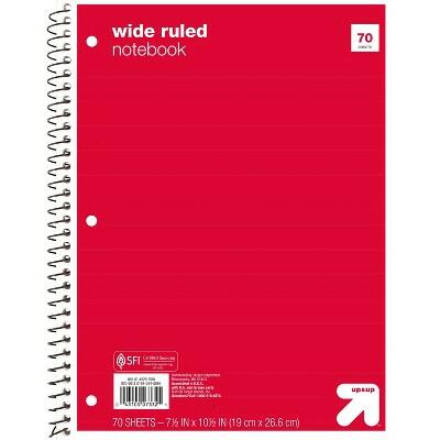 Load image into Gallery viewer, Up&amp;up Wide Ruled 1 Subject Spiral Notebook Red 70 Pages 3 Hole Punched
