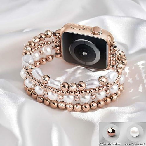 Load image into Gallery viewer, RDISOR Metal Beaded Bracelet for Apple Watch 42/44/45mm Steel Band
