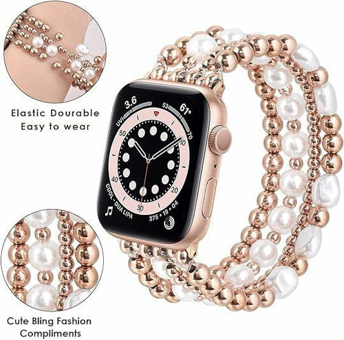 Load image into Gallery viewer, RDISOR Metal Beaded Bracelet for Apple Watch 42/44/45mm Steel Band
