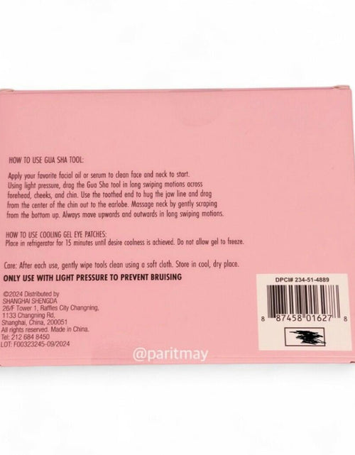 Load image into Gallery viewer, Tiger Eye gua sha + floral cooling eye patches, Pink 3-piece set
