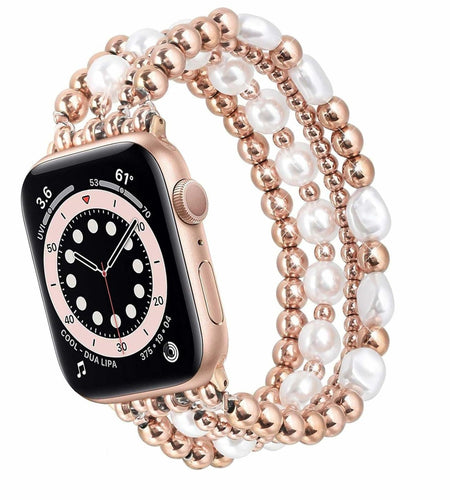 RDISOR Metal Beaded Bracelet for Apple Watch 42/44/45mm Steel Band