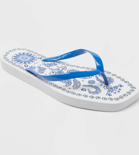 Shade & Shore Palmer Gingham Square Toe Flip Flops Cherry Red Size 11