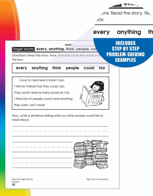 Load image into Gallery viewer, Spectrum Grade 1 Sight Words Workbook with Flash Cards and Sentences
