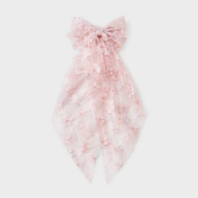 Load image into Gallery viewer, Wild Fable Floral Lace Bow Hair Barrette Pink Polyester Iron Clip
