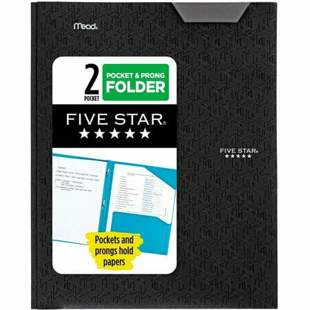 Load image into Gallery viewer, Five Star 2 Pocket Plastic Folder with Prongs Black
